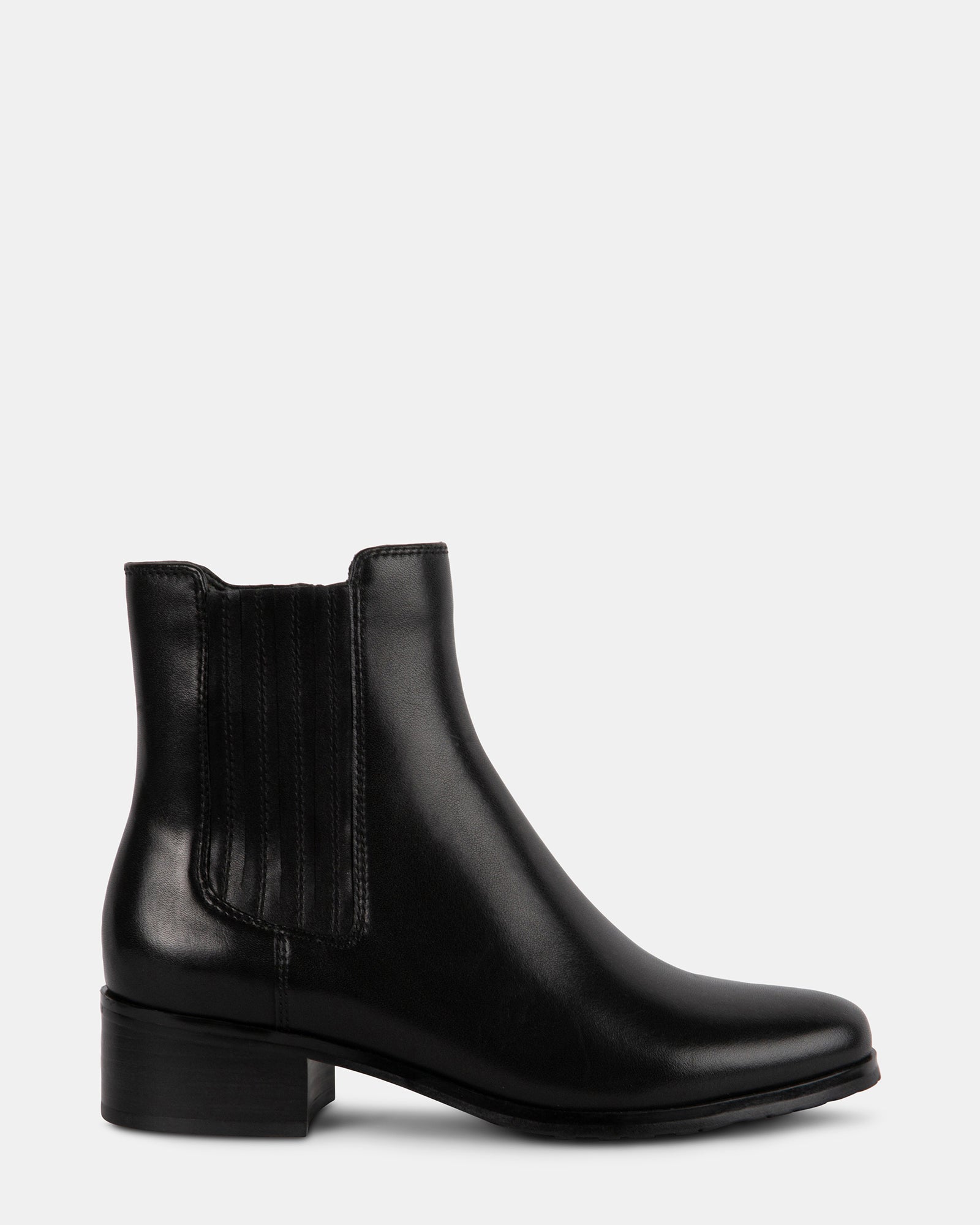 GISELE Waterproof Black Leather Ankle Bootie Women's Designer