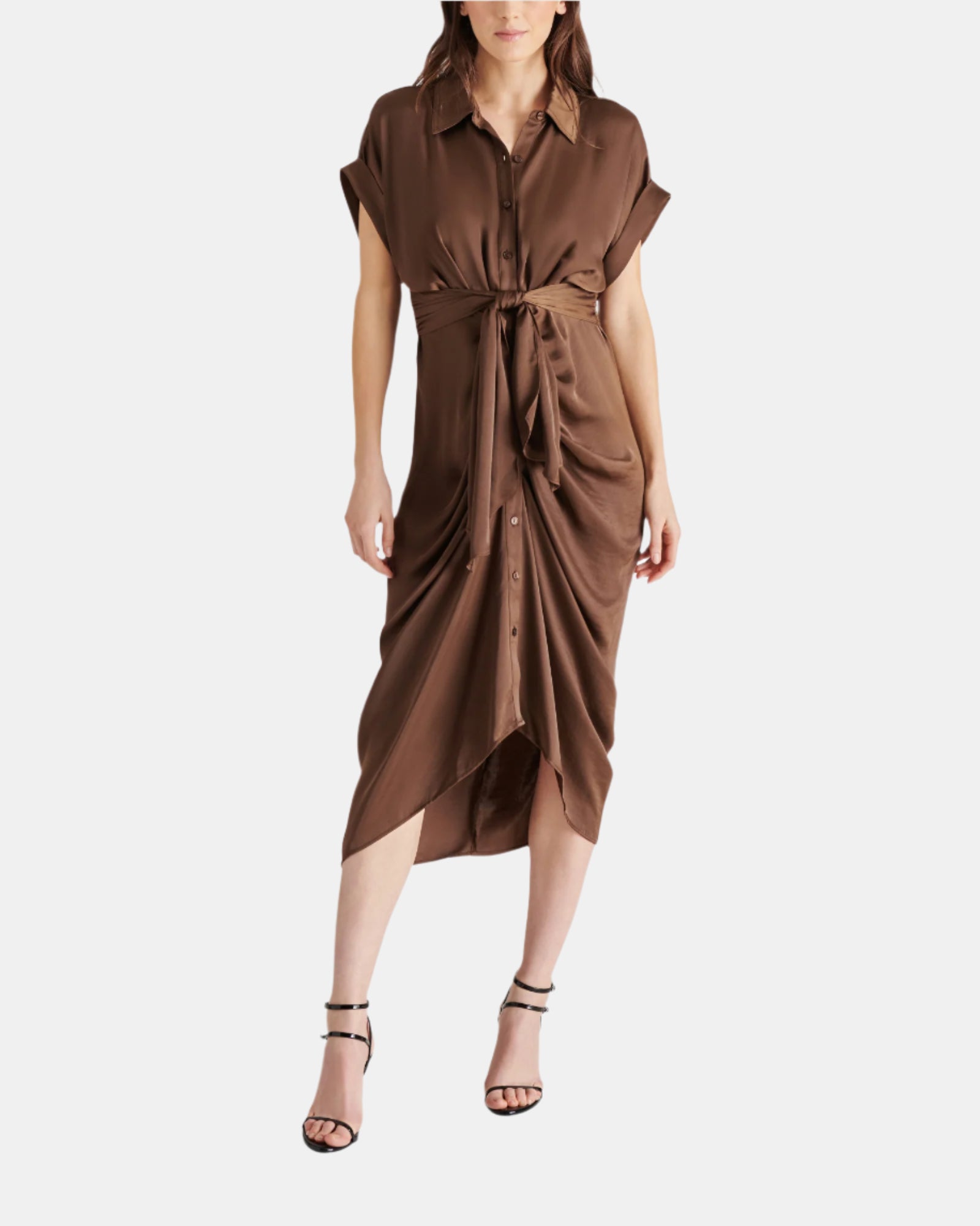 TORI Cocoa Midi Button Up Dress | Women's Designer Clothing Steve Madden Canada TORI Cocoa Midi Button Up Dress | Women's Designer Clothing Steve Madden Canada