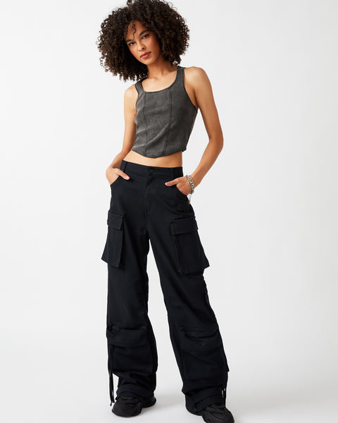DUO Black Cotton Cargo Pant  Women's Designer Pants – Steve Madden Canada