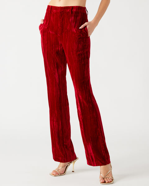 MERCER Red Crushed Velvet Straight Leg Pant  Women's Designer Pants –  Steve Madden Canada