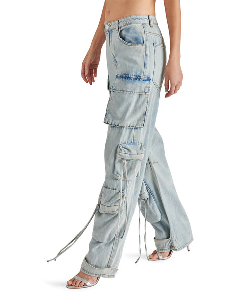 DUO Blue Cargo Denim Pant  Women's Designer Pants – Steve Madden