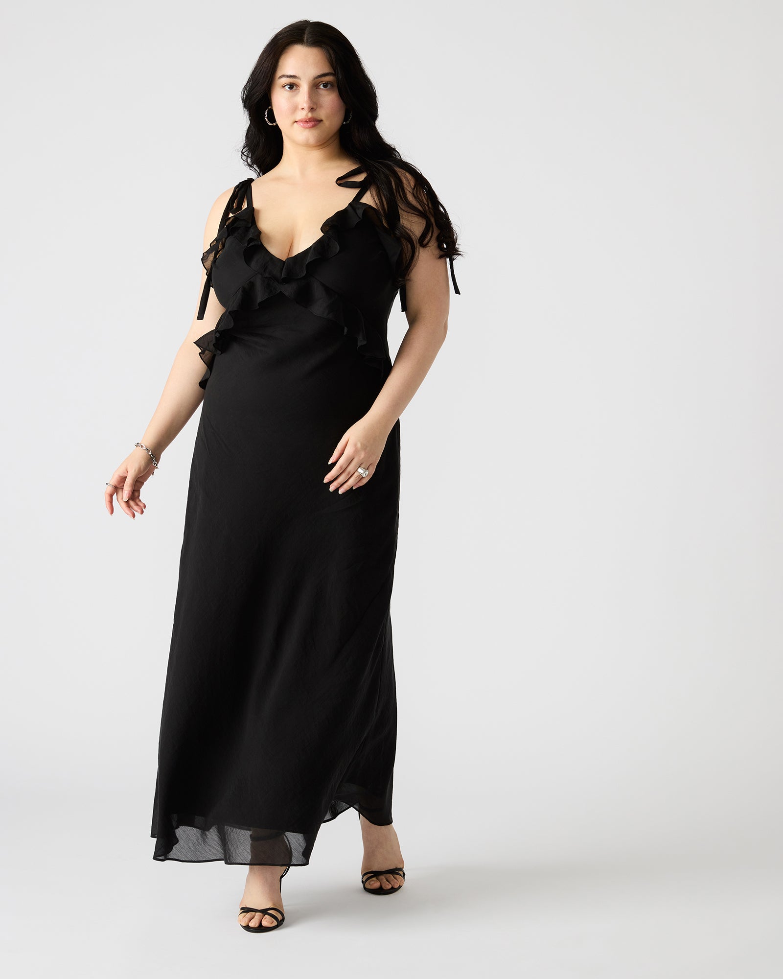 ADALINA Black Flowy Maxi Dress