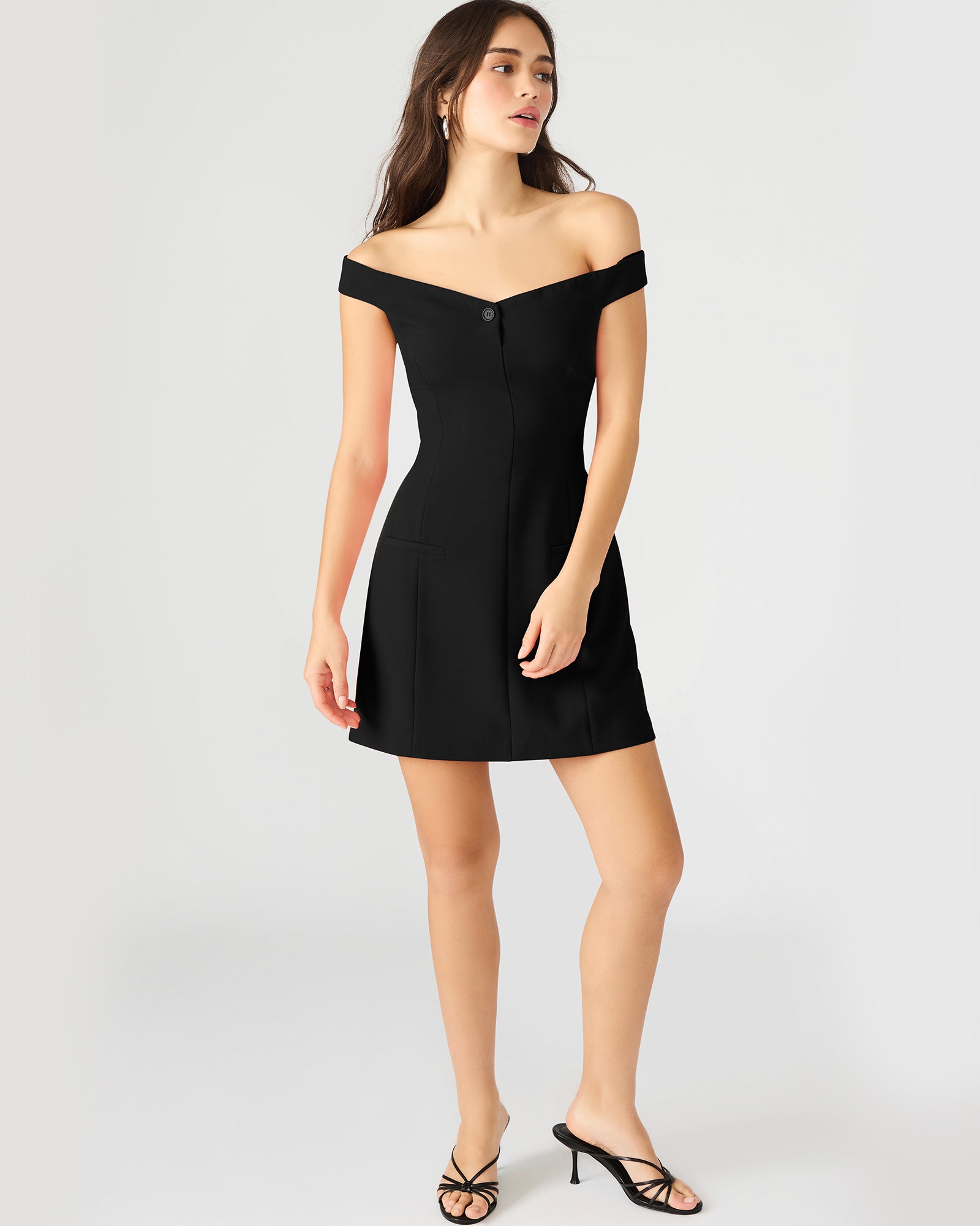 YANA Black Mini Off-Shoulder Dress
