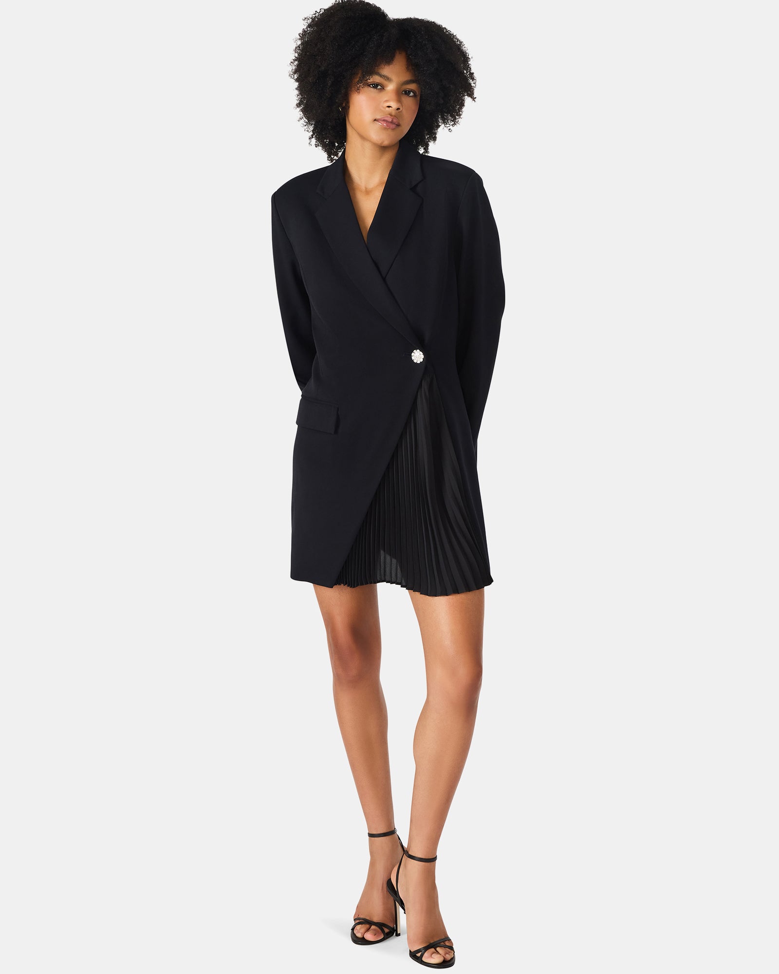 steve madden asymmetrical blazer dress Steve Madden Women's Corinne Lace-Detail Blazer Dress