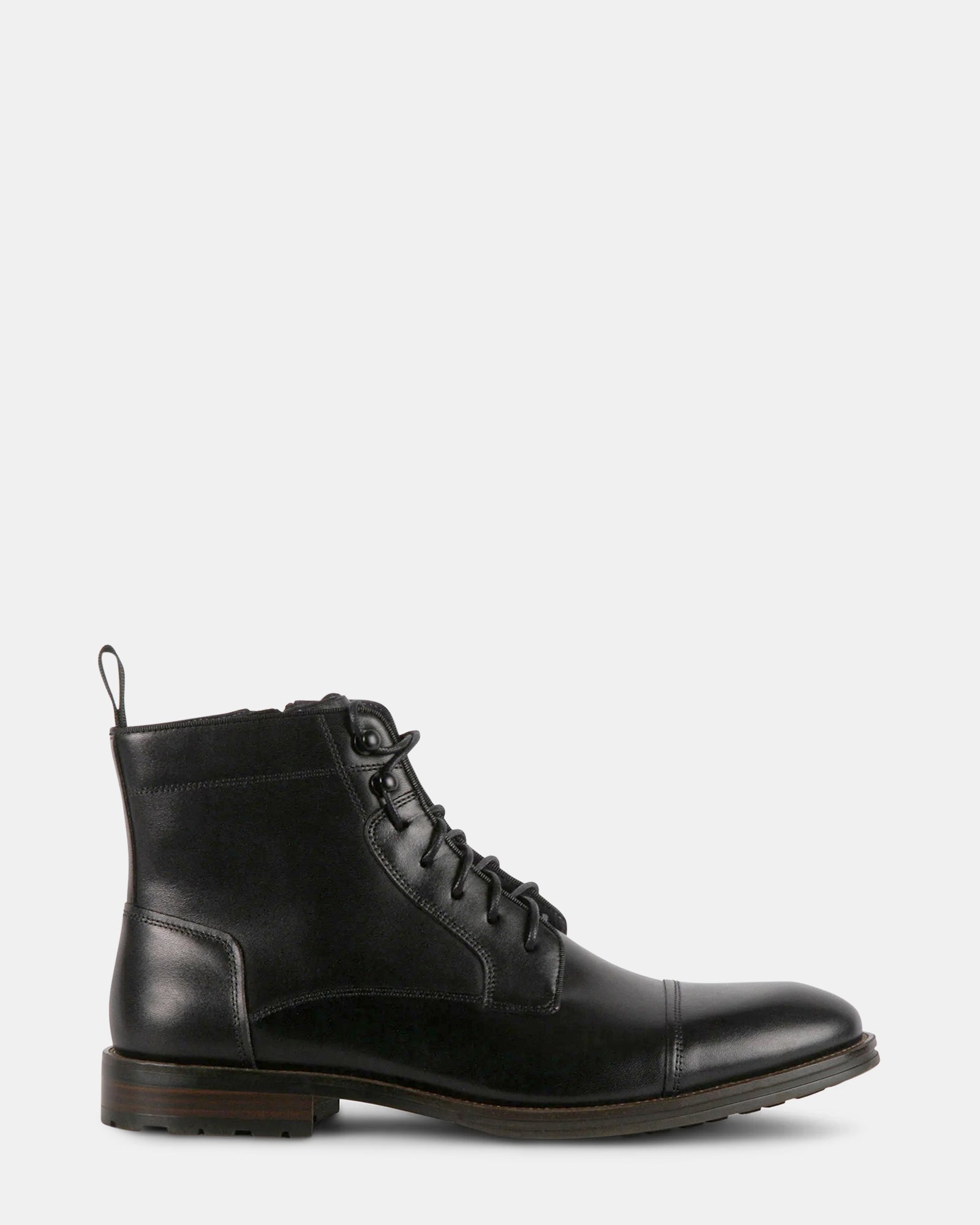 DAYMONN Black Leather Lace-Up Boots Men's Designer Boots – Steve