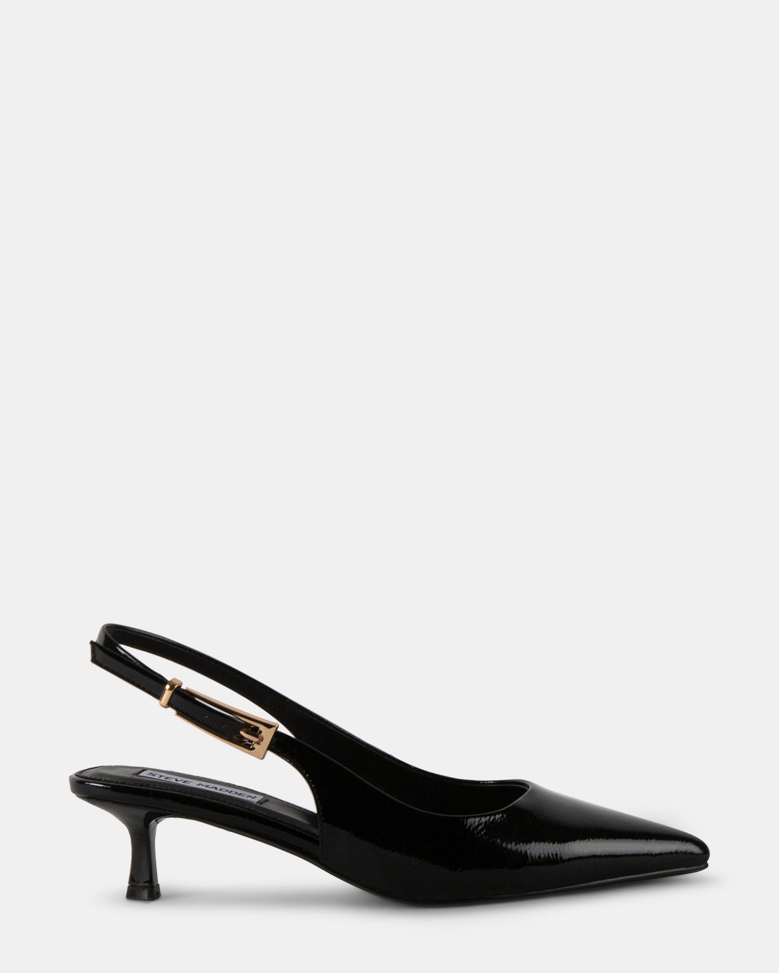 DELANEY Black Patent Slingback Kitten Heel Women's Designer
