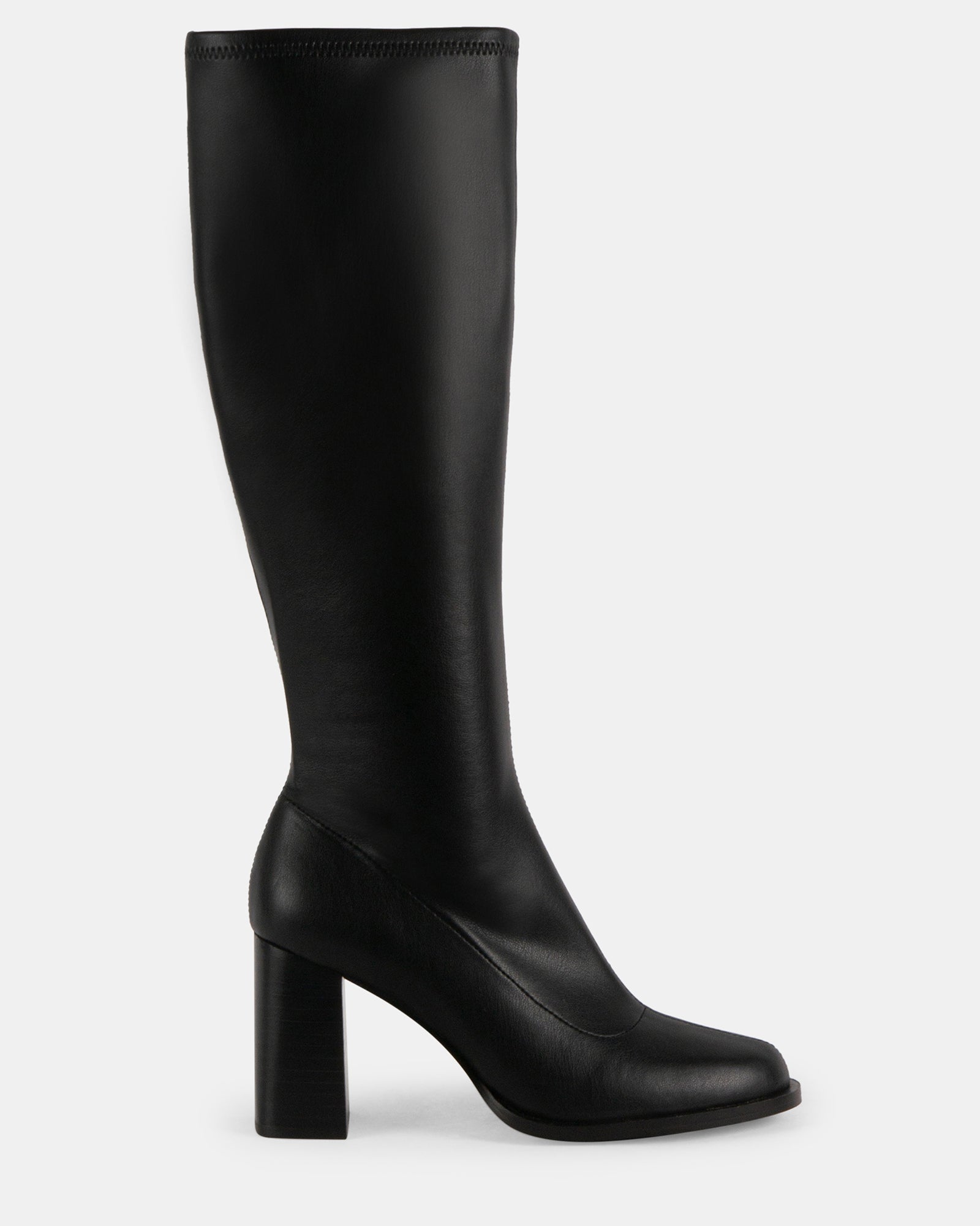 JINXX Black Knee High Block Heel Boot | Women's Designer Boots