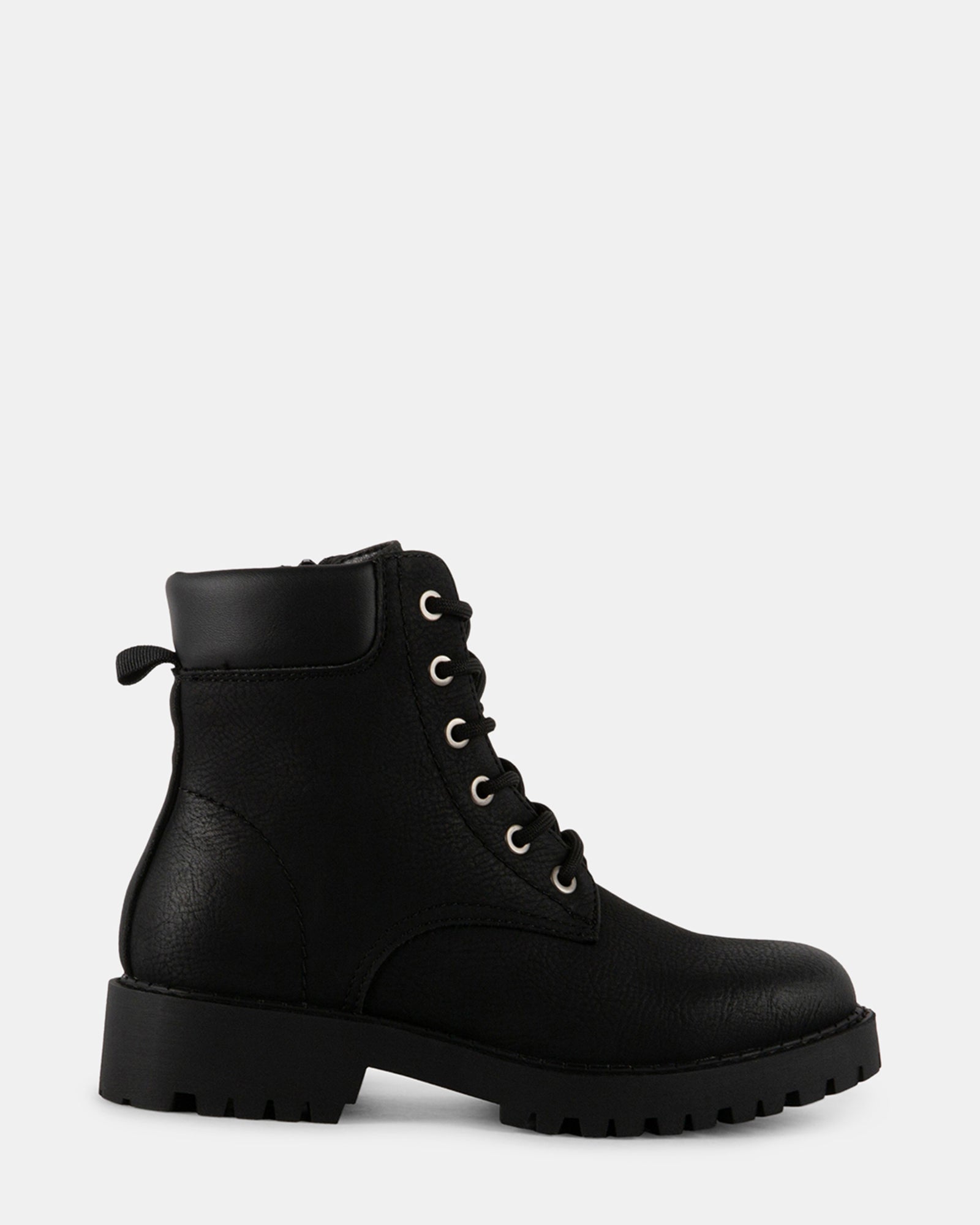 BOOSTER Black Lace-Up Combat Boots Women's Designer Booties