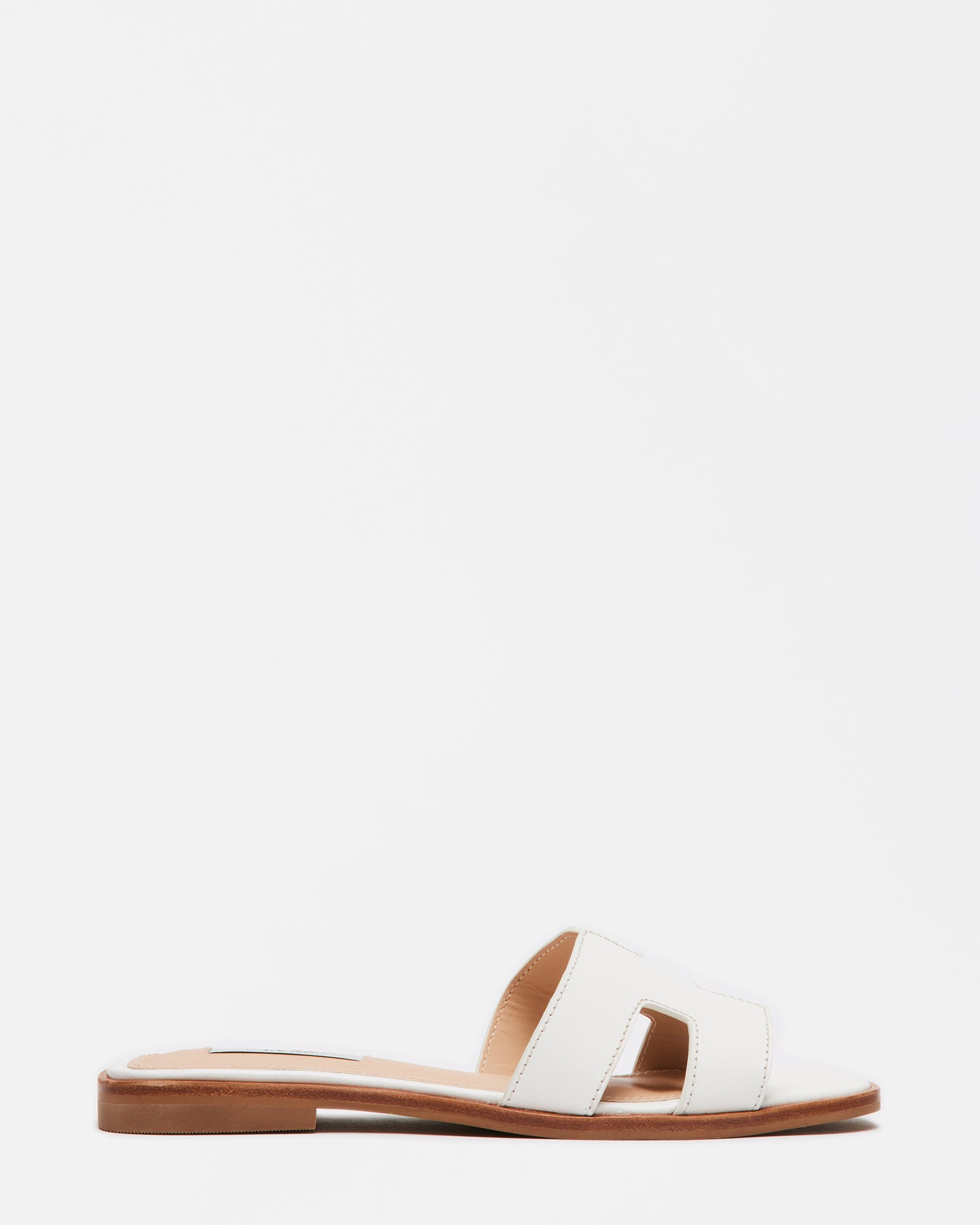 HADYN White Leather Women's Slide Sandals Women's Designer