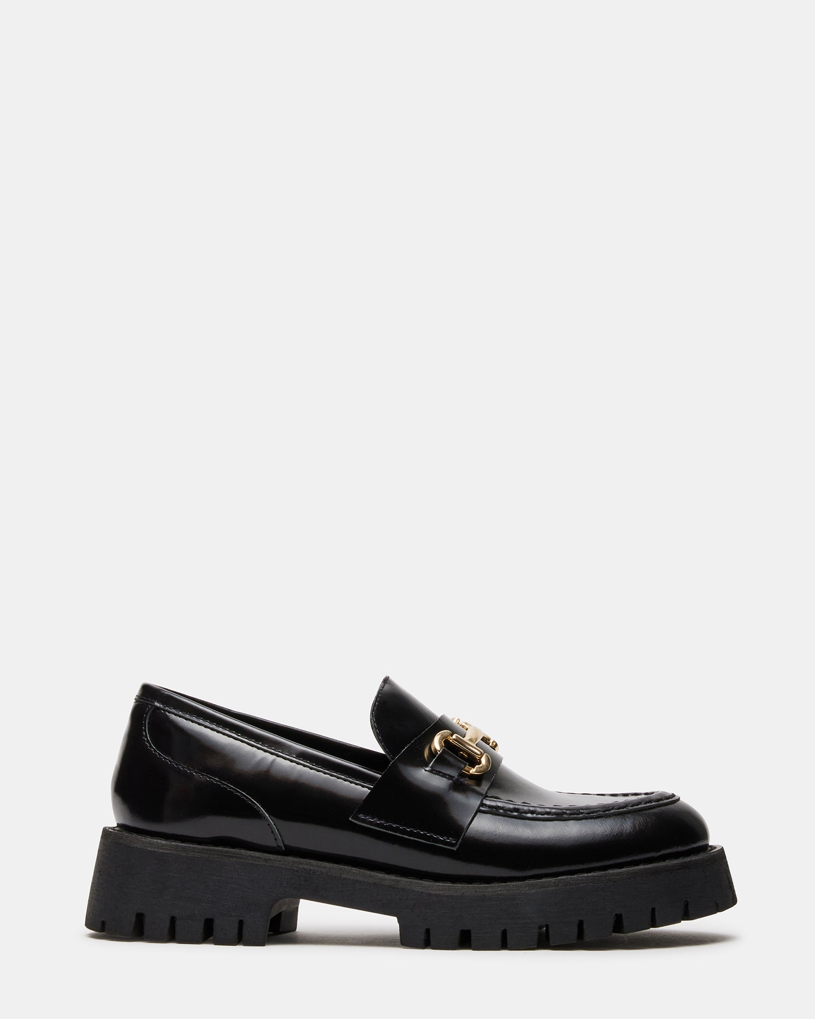 LANDO Black Leather Platform Loafers Women's Designer Flats