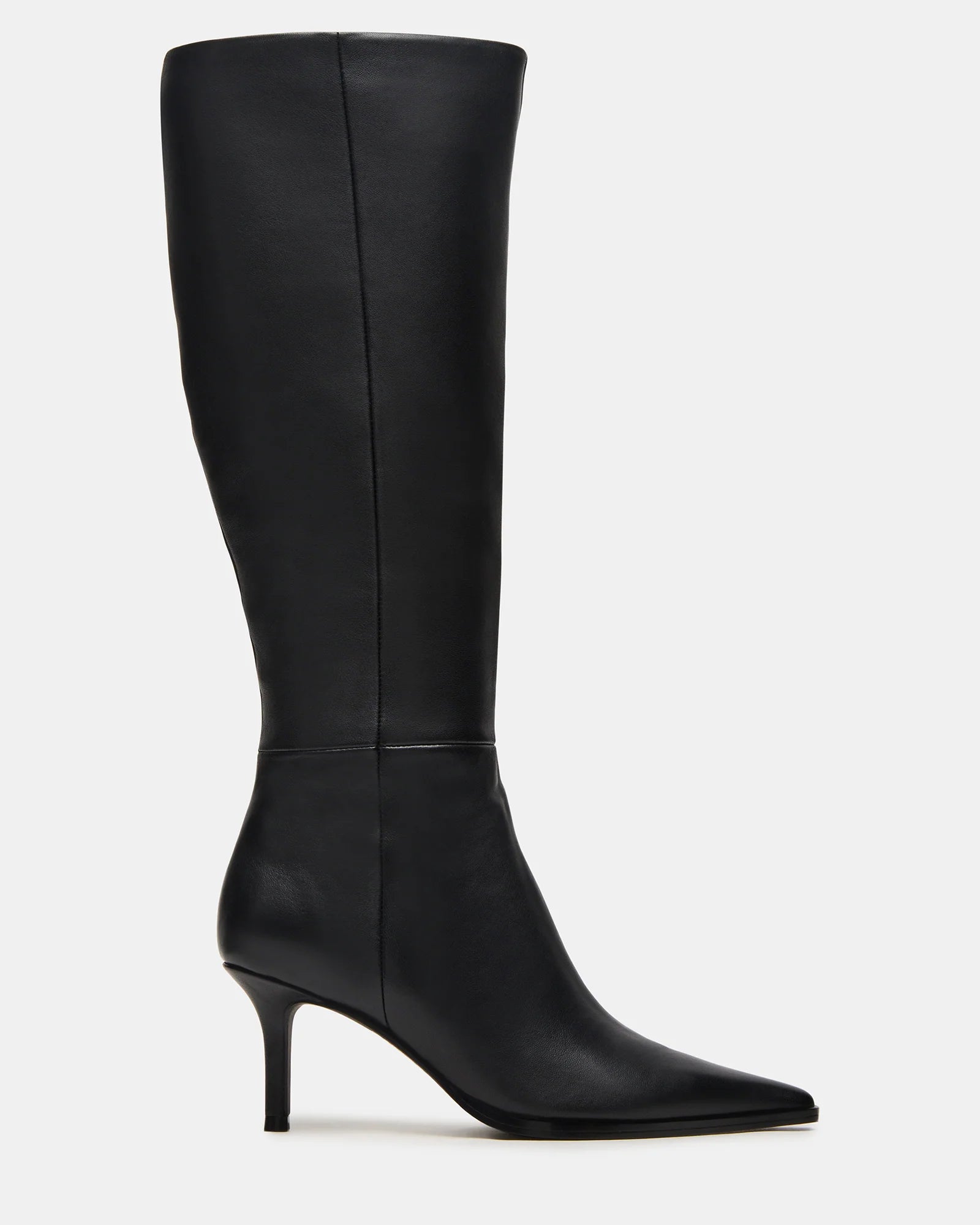LINGO Black Leather Pointed-Toe Knee High Boots | Women's Designer