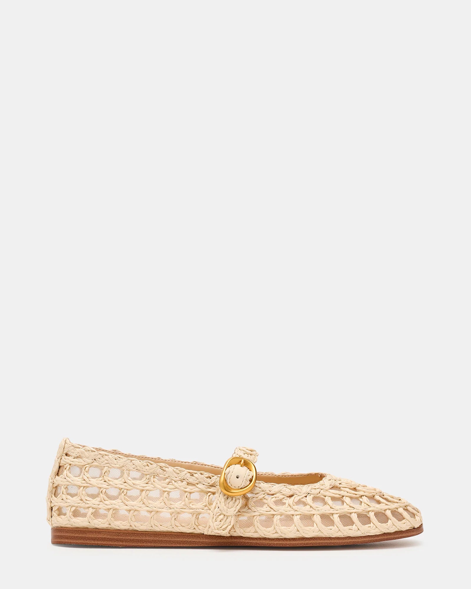 MELODY Natural Buckle Raffia Flats | Women's Designer Flats