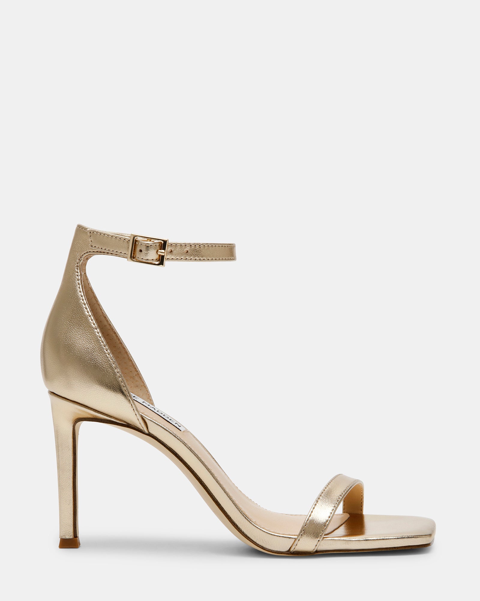 PIKED Gold Leather Stiletto Heels Women's Designer Heels – Steve