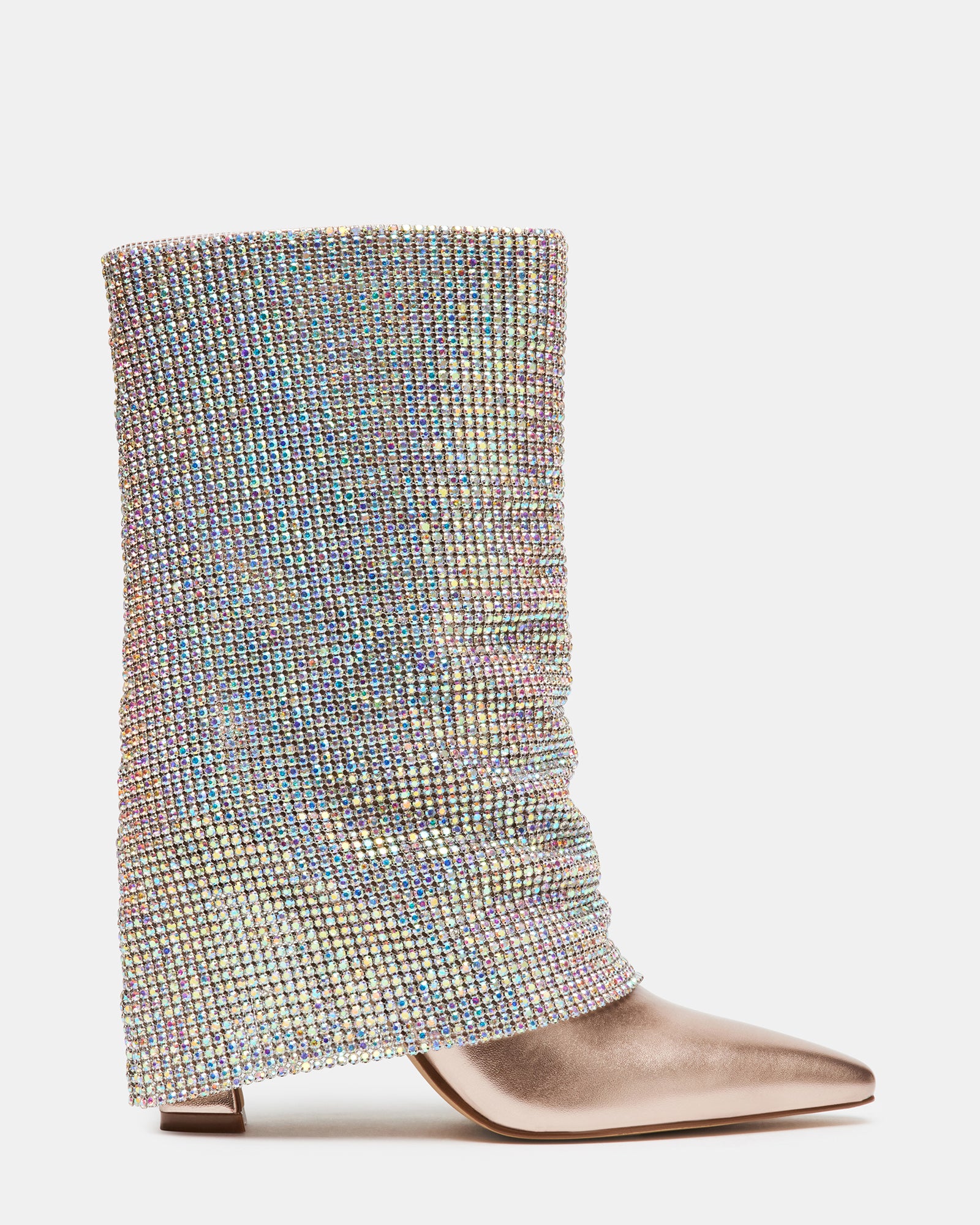 SPARKLE Silver Multi Rhinestone Cuff Booties Women's Designer