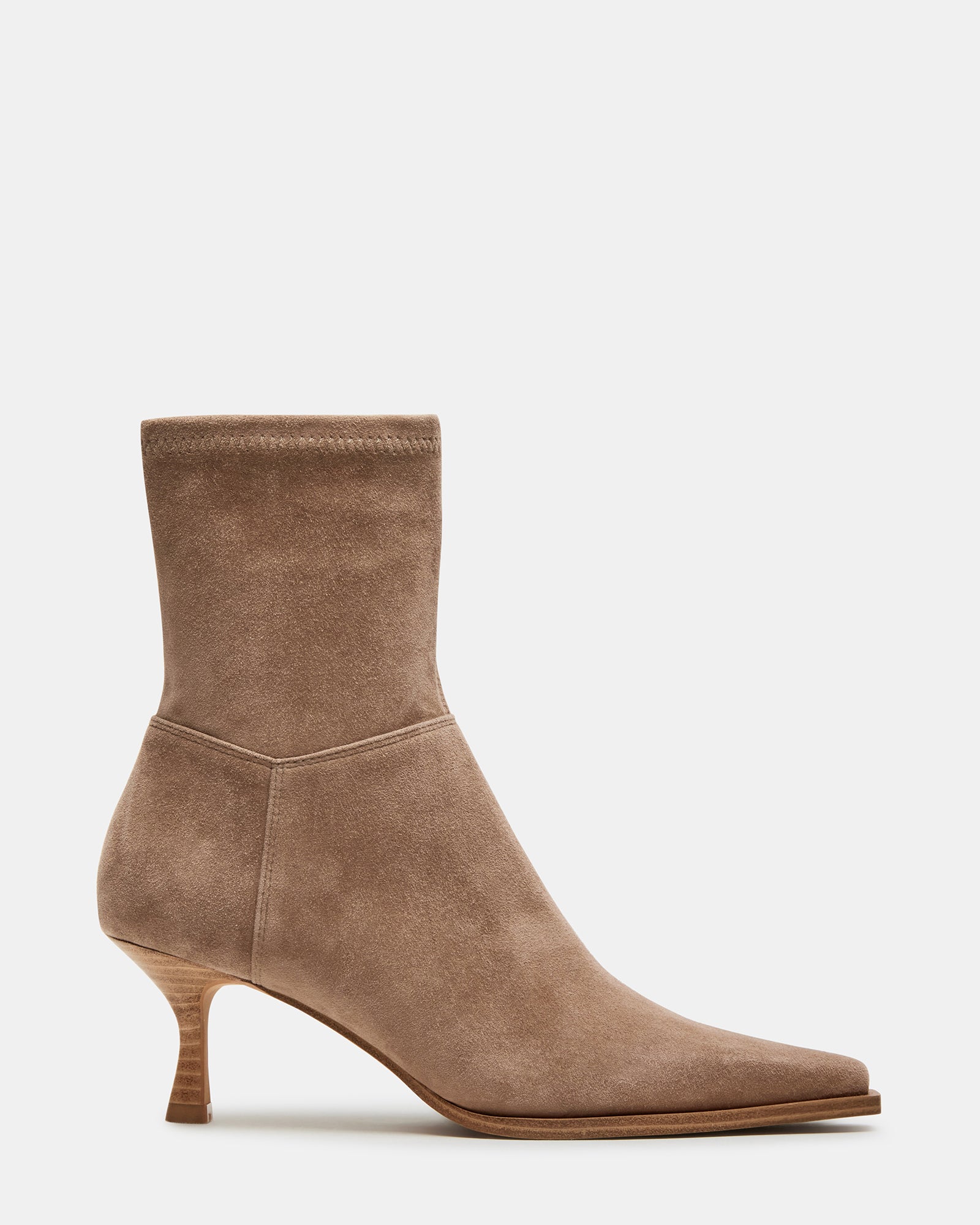 STASIA Taupe Suede Pointed Toe Ankle Booties Women's Designer
