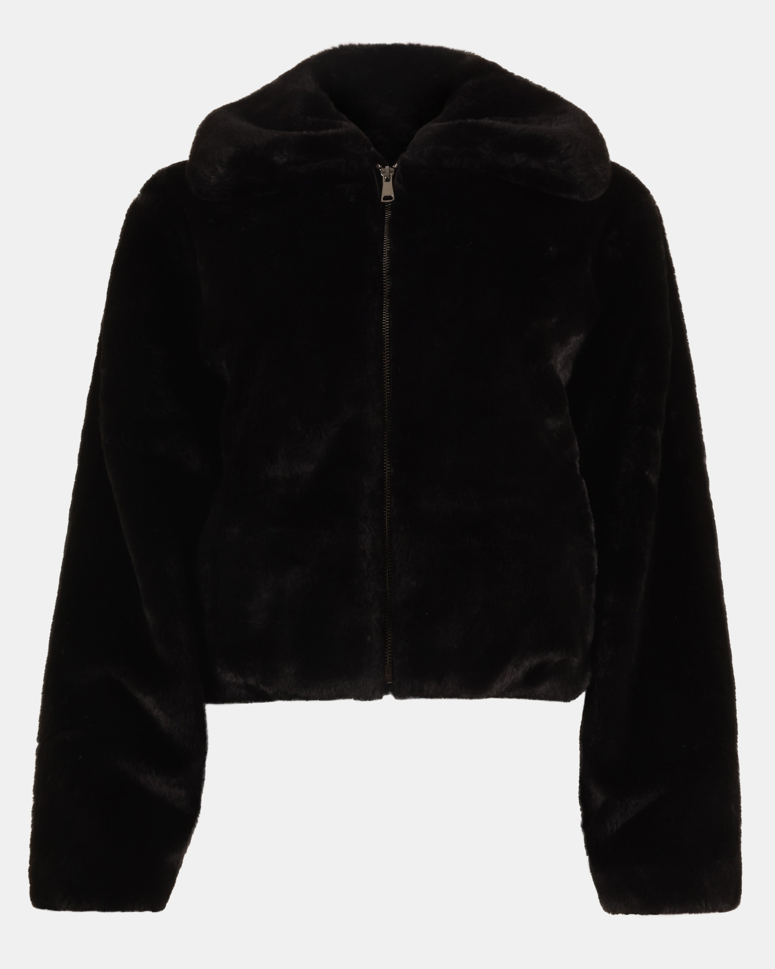BROOK Faux-Fur Collared Black Jacket | Women's Designer Clothing