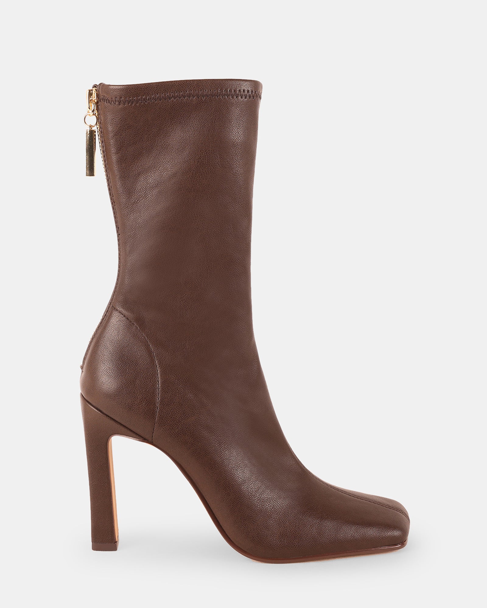 (取寄) スティーブマデン レディース  Steve Madden women Khelan Brown KHELAN Brown Square-Toe Back Zip Booties | Women's Designer