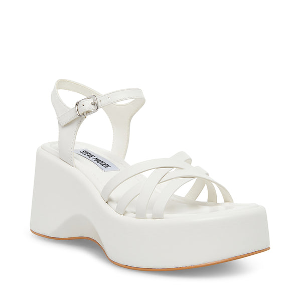CRAZY30 White Leather Platform Sandals | Women's Designer Sandals
