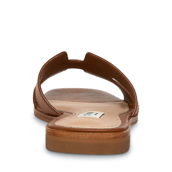 Women's Cognac Manmade Keetton Flat Sandal with Faux Leather