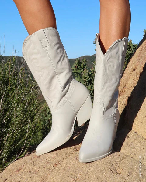 WEST White Leather Western Cowboy Boots Women s Designer Boots Steve Madden Canada