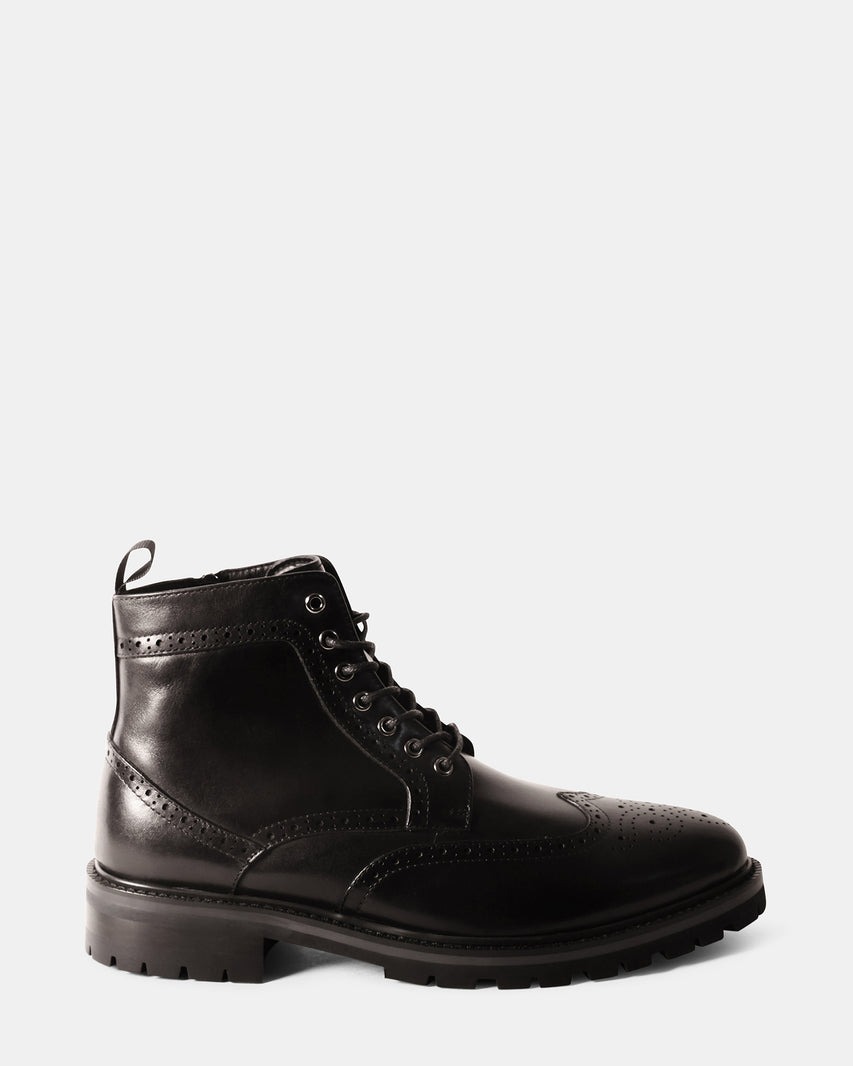 SANTOS BLACK LEATHER - Men's Shoes - Steve Madden Canada