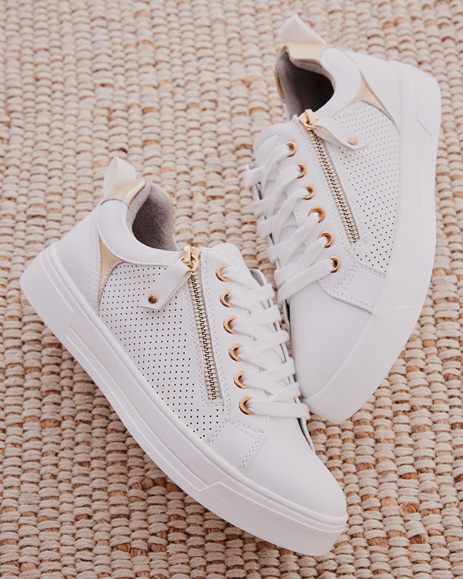 BROOKEE Rose Gold Multi Platform Sneakers Women's Designer