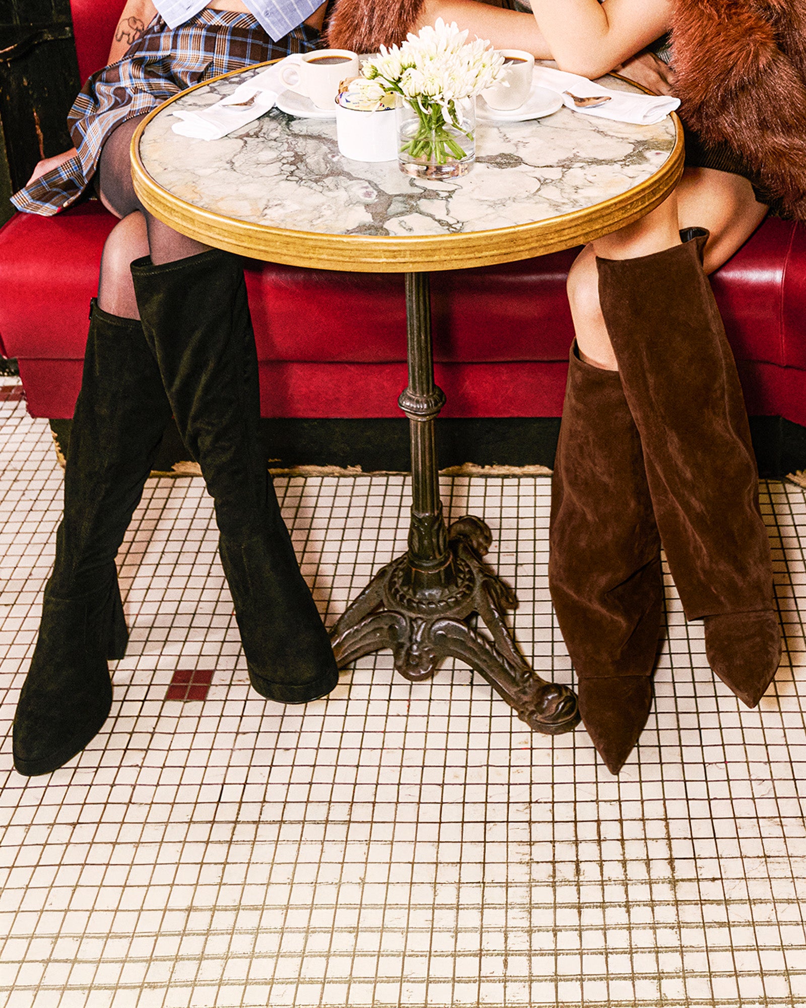 LUCA Brown Suede Cuffed Knee-High Boots | Women's Designer Boots