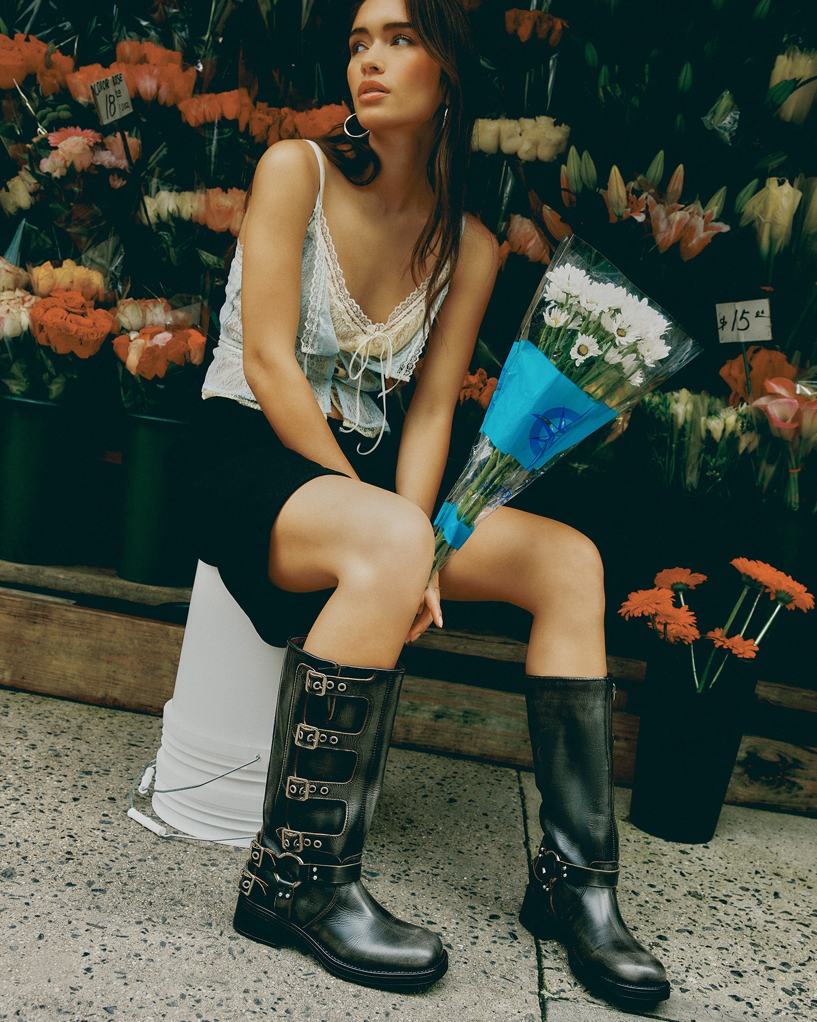 ROCKYY Distressed Brown Leather Knee High Boots | Women's Designer