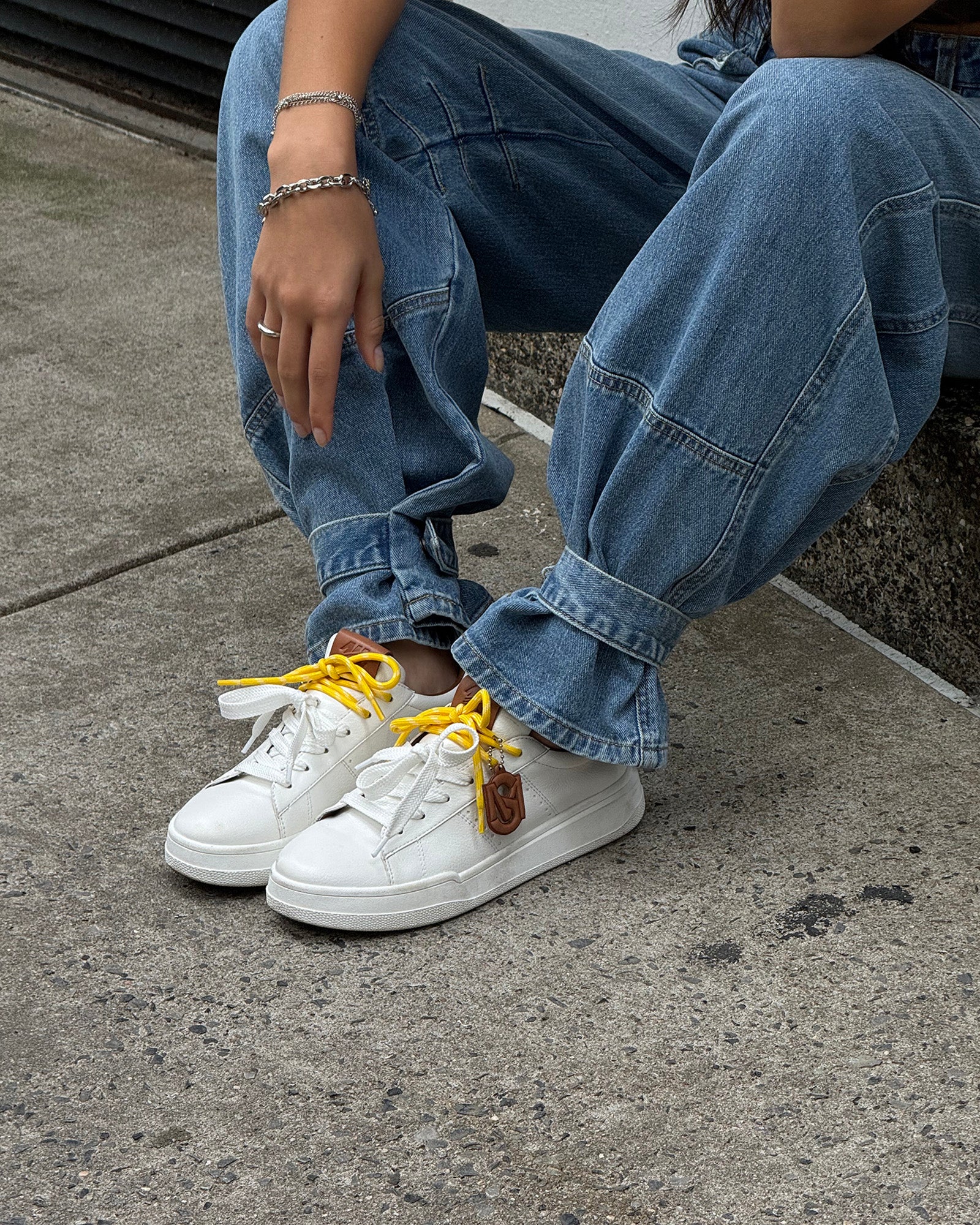 MARVIN White Tan Low-Top Lace Up Sneaker | Women's Designer