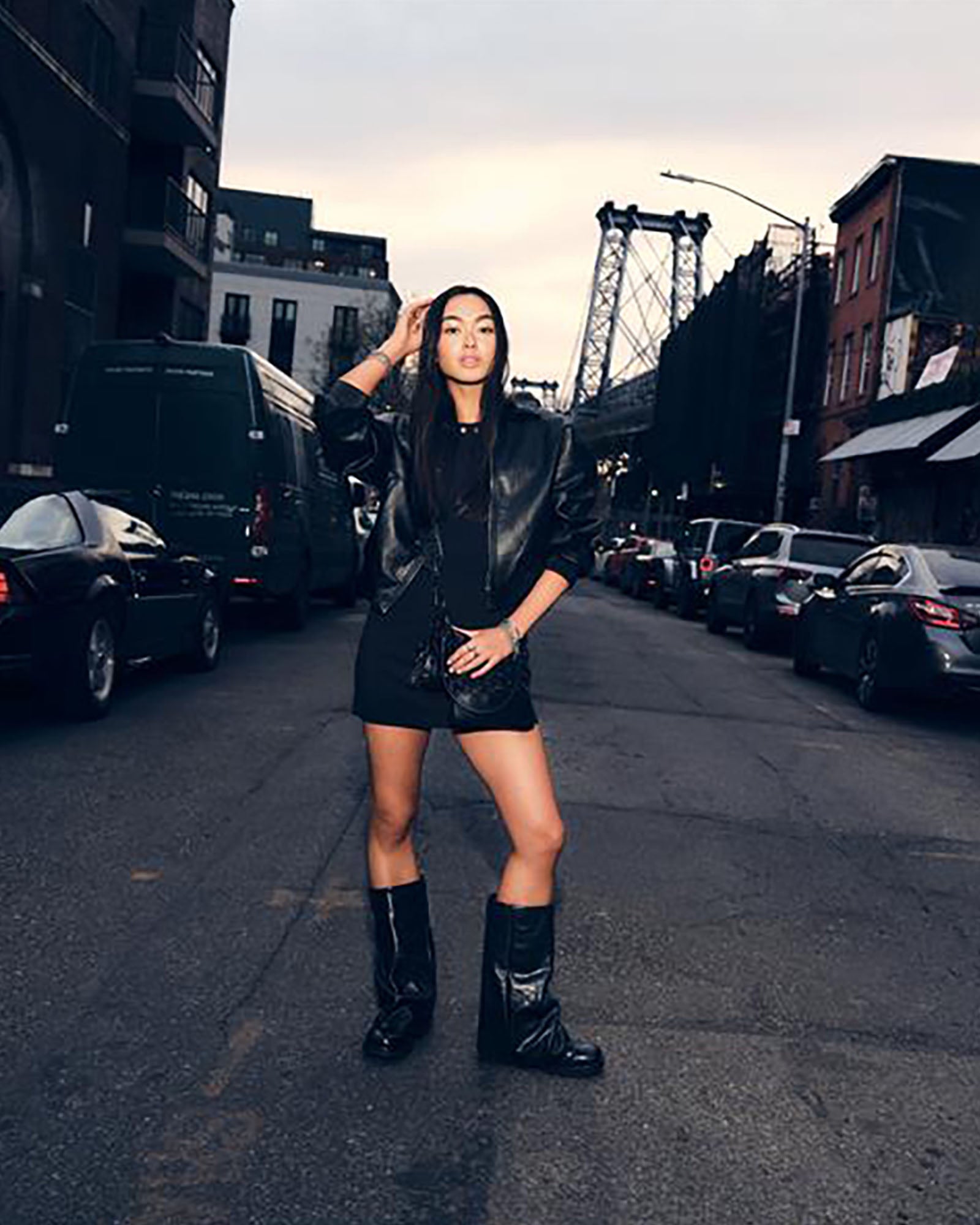 BENTON Black Leather Fold-over Boot | Women's Designer Boots