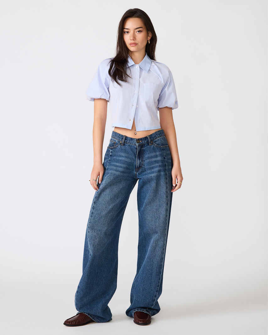 REECE TOP BLUE MULTI - Clothing - Steve Madden Canada