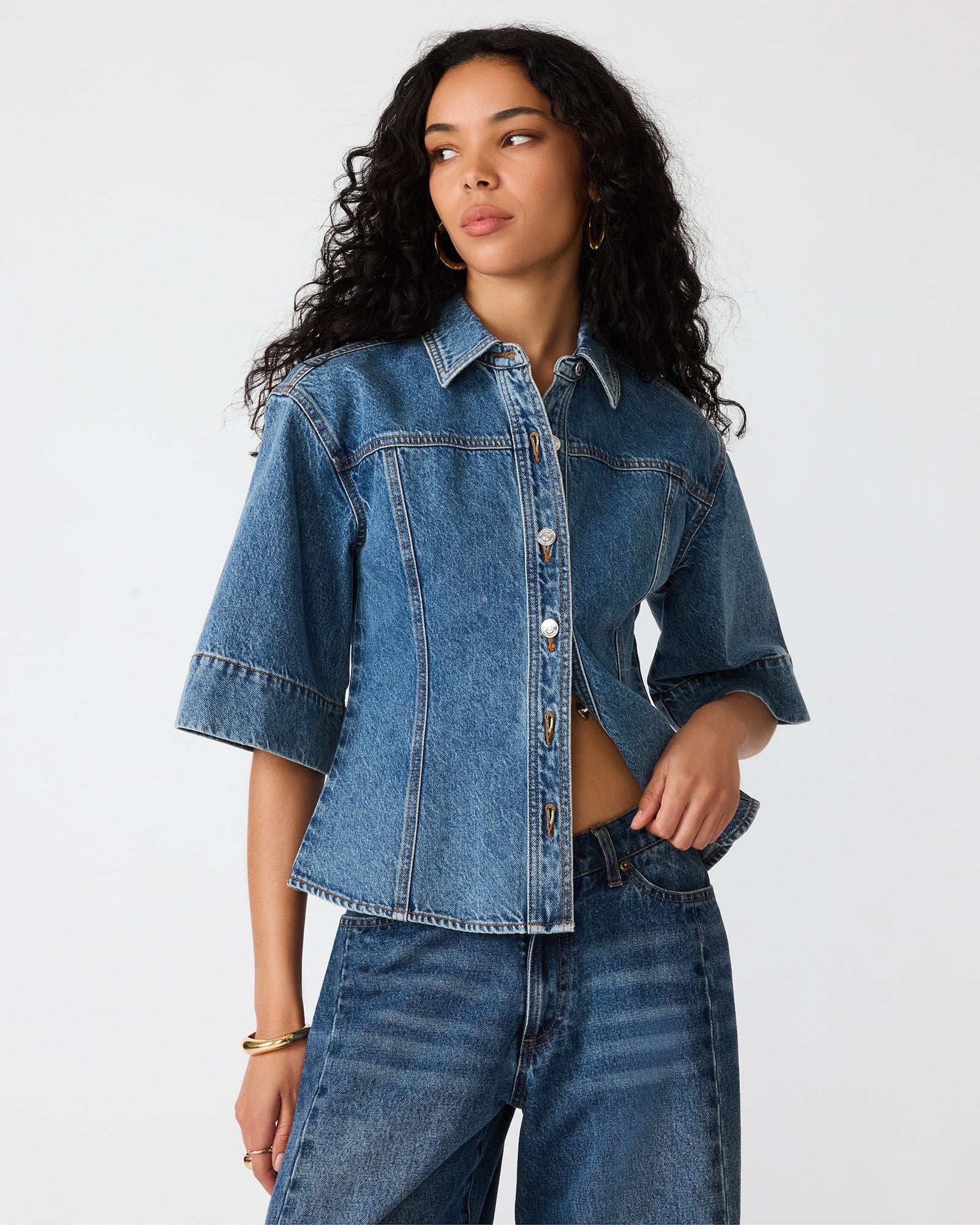 SAVY TOP DENIM - Clothing - Steve Madden Canada - view 4