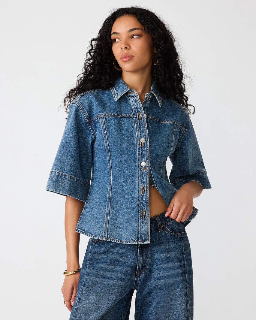 SAVY TOP DENIM - Clothing - Steve Madden Canada - view 4