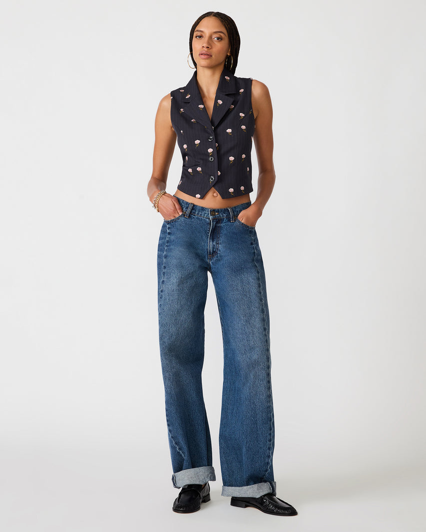 BRITTON TOP NAVY MULTI - Clothing - Steve Madden Canada