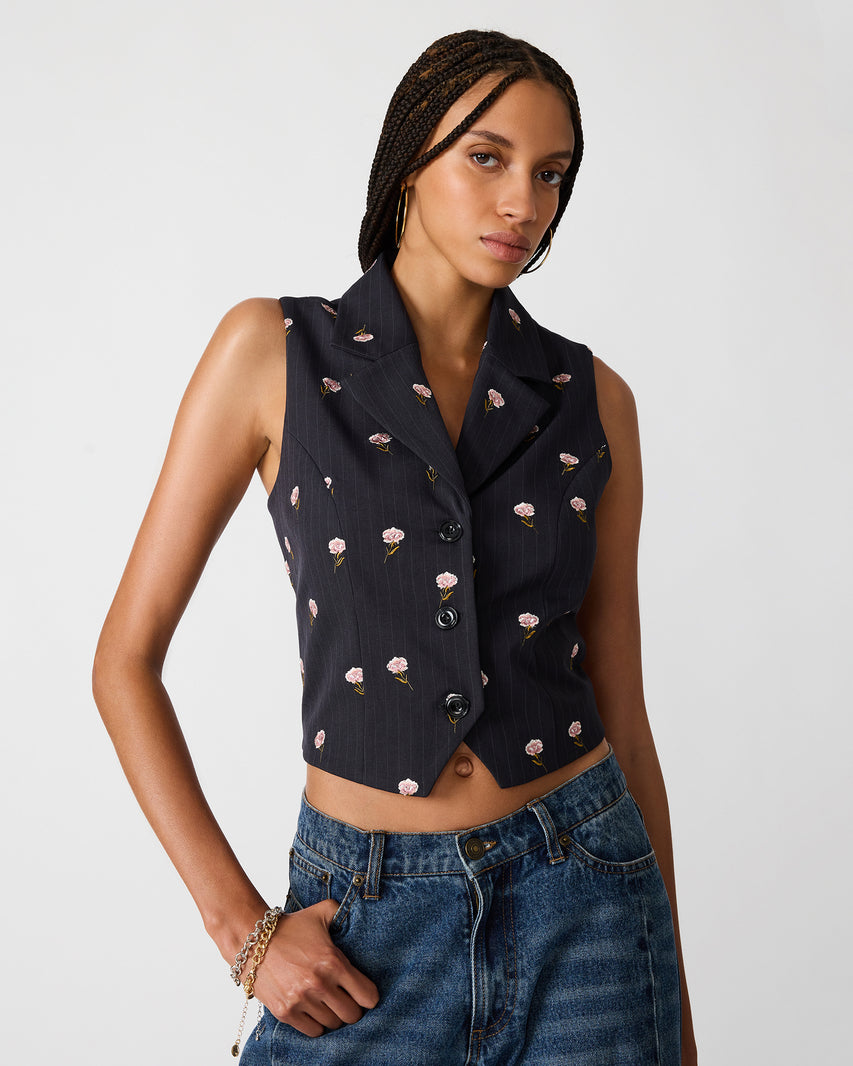 BRITTON TOP NAVY MULTI - Clothing - Steve Madden Canada - view 4