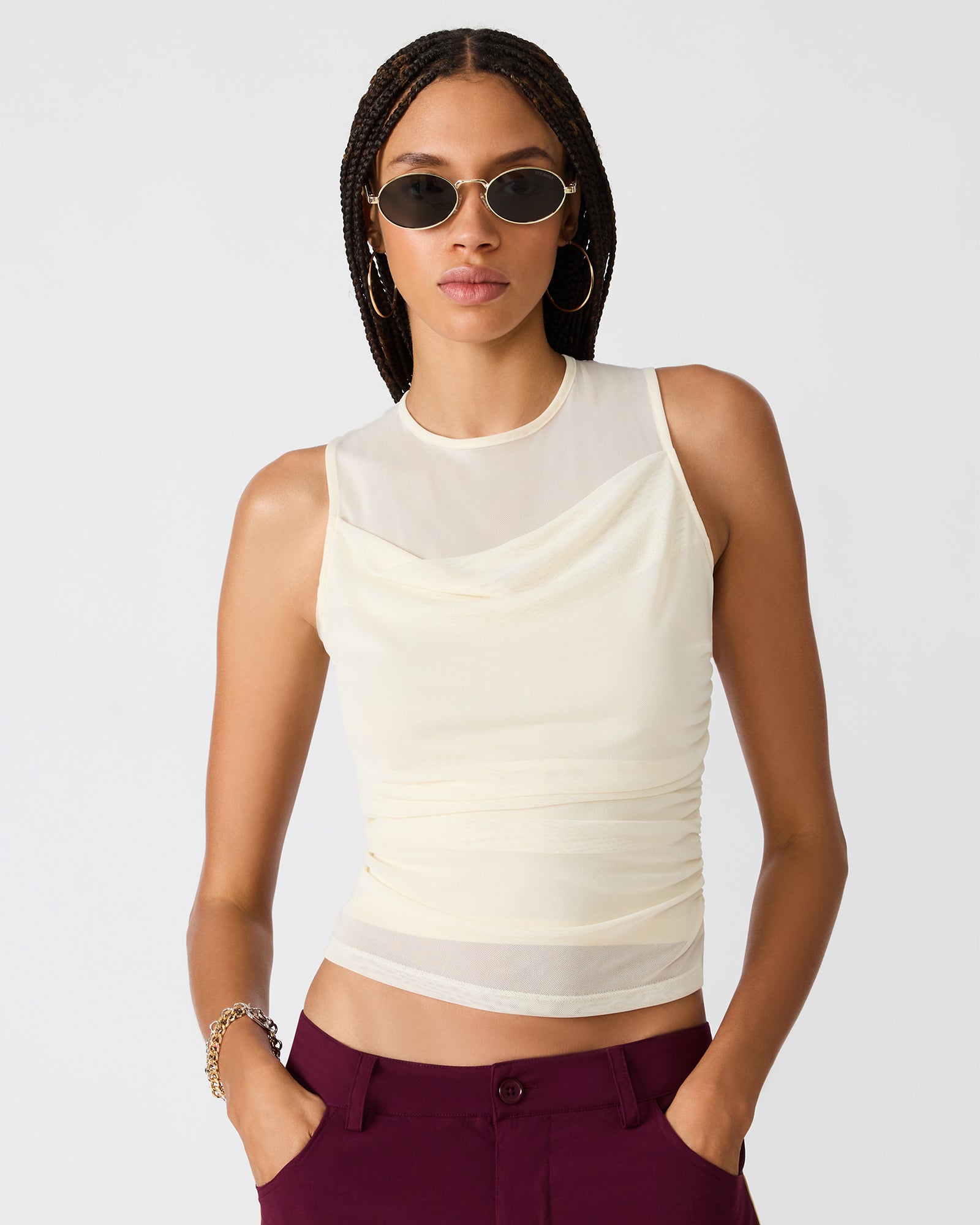 ROMAN KNIT TOP CREAM - Clothing - Steve Madden Canada