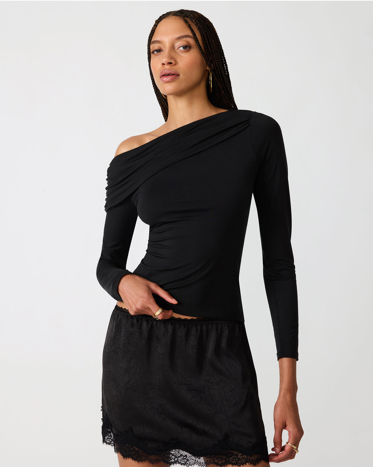 RYDER KNIT TOP BLACK - Clothing - Steve Madden Canada