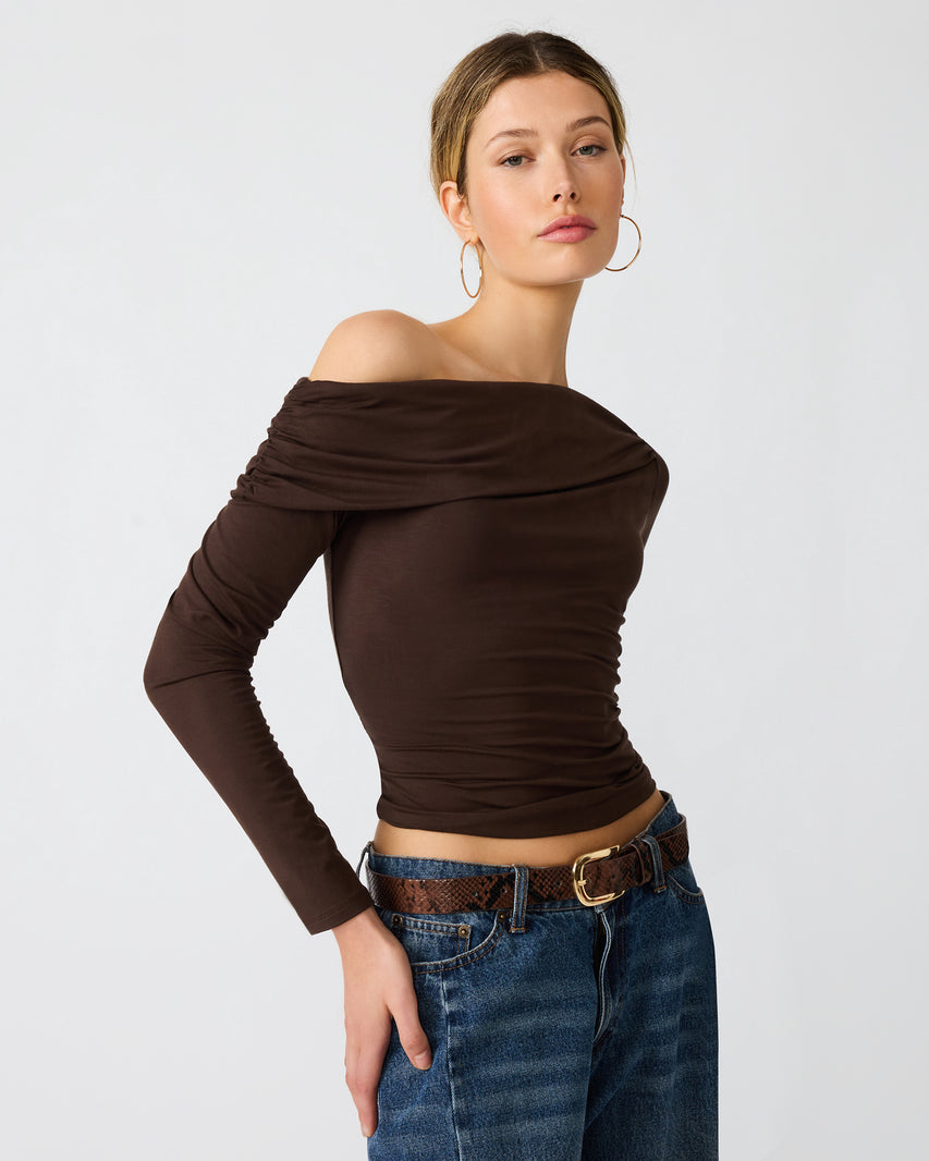 RYDER KNIT TOP COCOA - Clothing - Steve Madden Canada