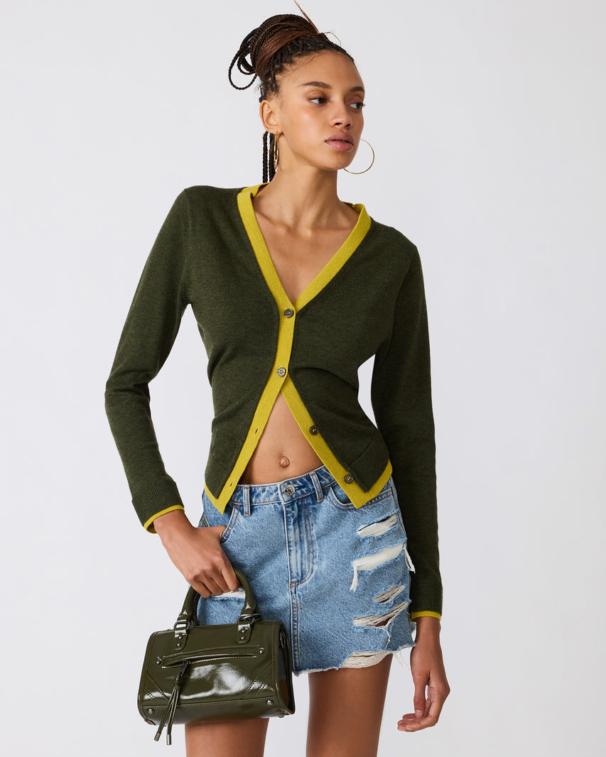 ARWEN CARDIGAN OLIVE - Clothing - Steve Madden Canada - view 5