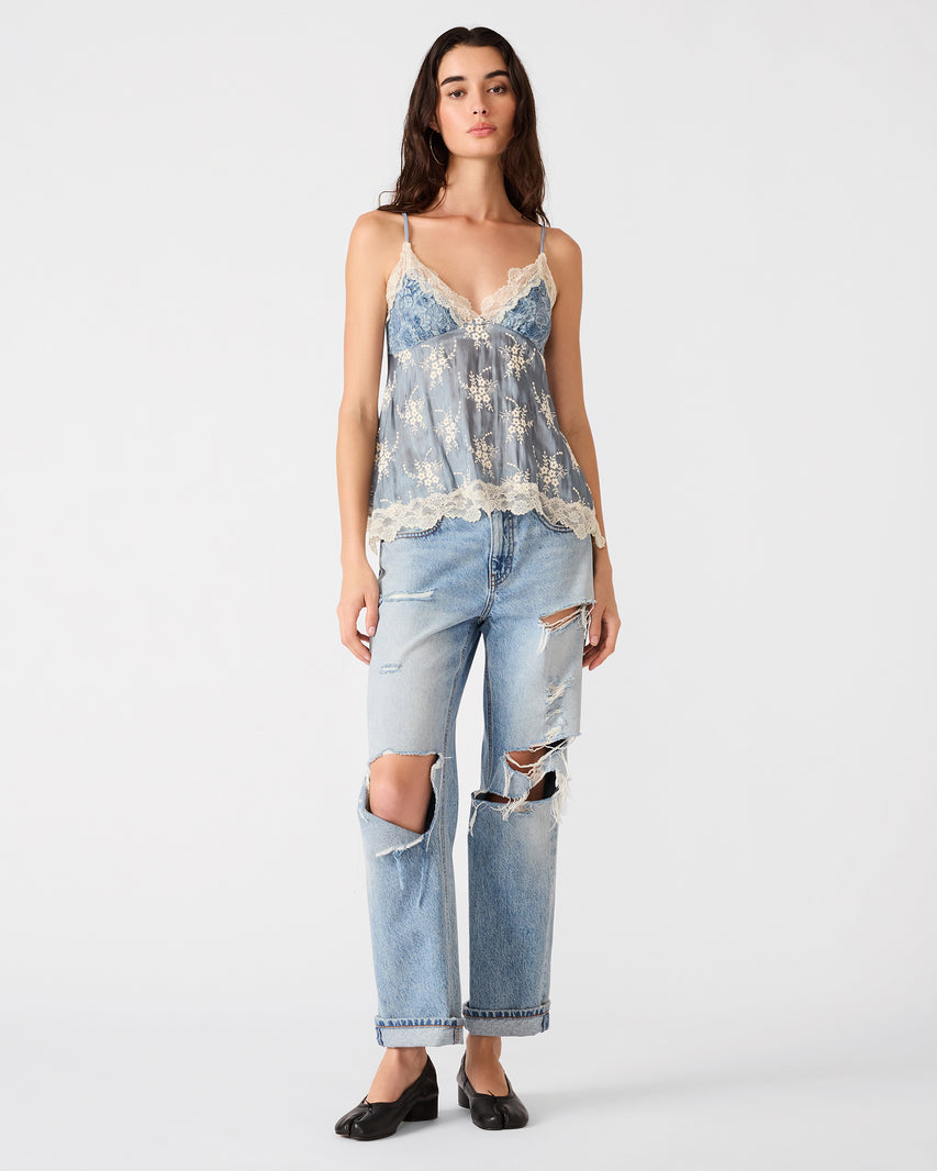LACEE TOP BLUE - Clothing - Steve Madden Canada
