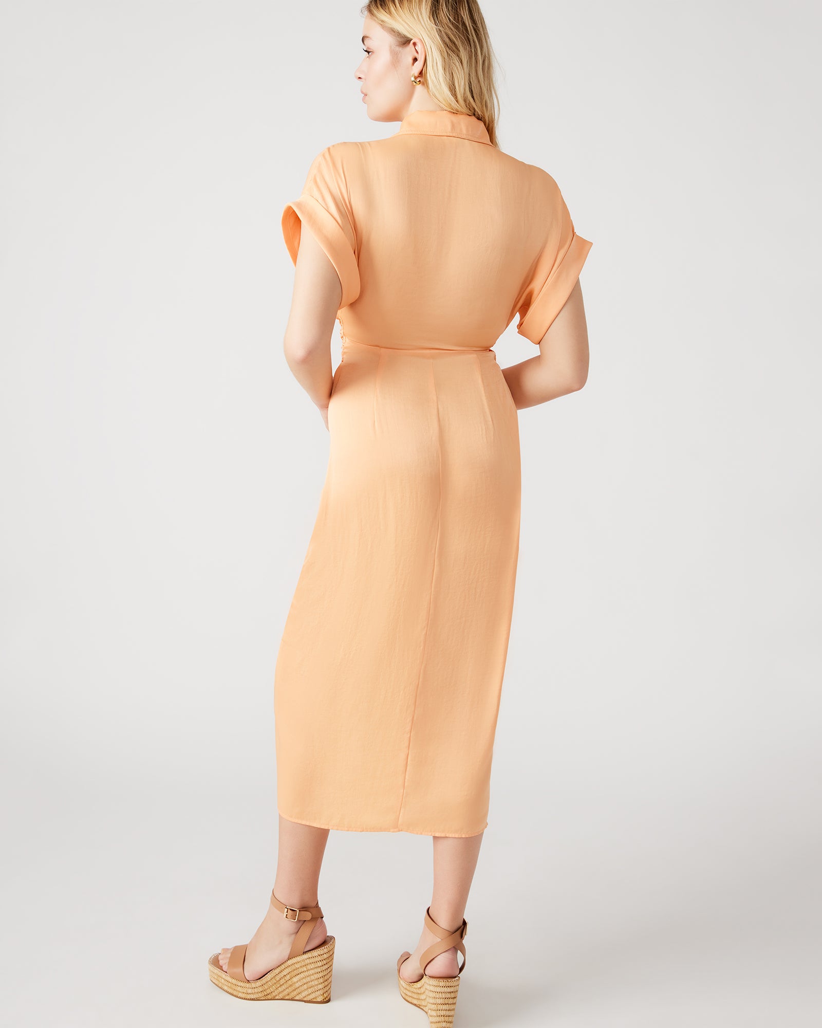 TORI Coral Pleated Midi Dress