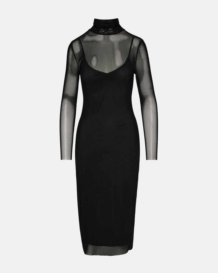 VIVIENNE MESH DRESS BLACK - Clothing - Steve Madden Canada