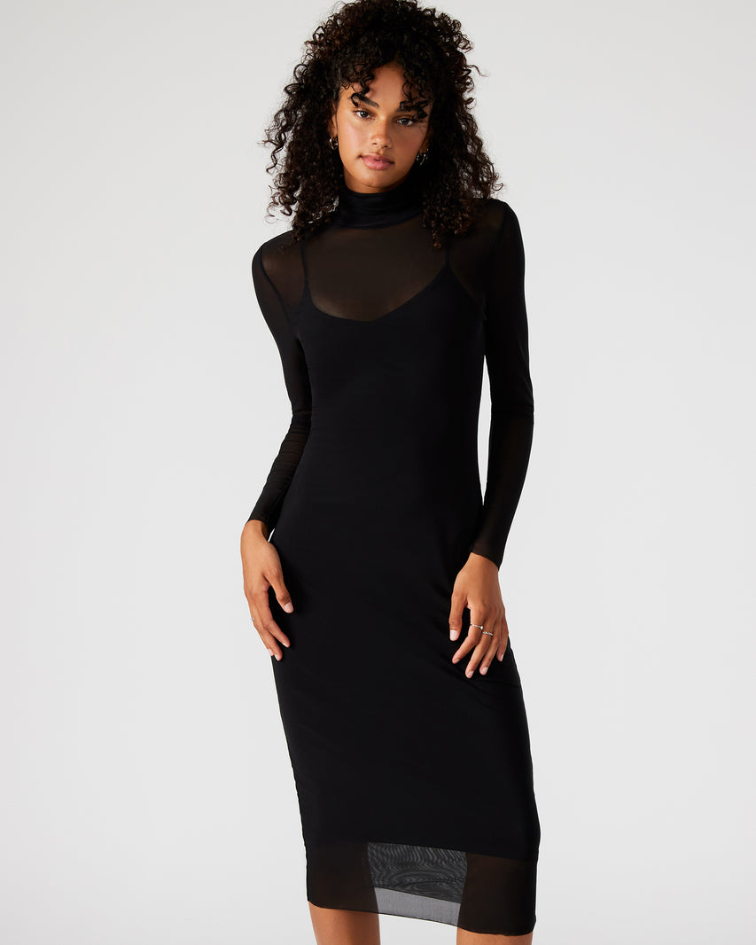 VIVIENNE MESH DRESS BLACK - Clothing - Steve Madden Canada