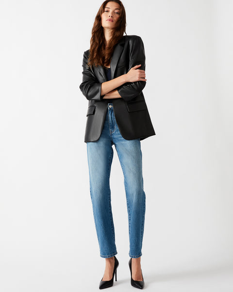 IMAAN FAUX LEATHER BLAZER BLACK - Clothing - Steve Madden Canada
