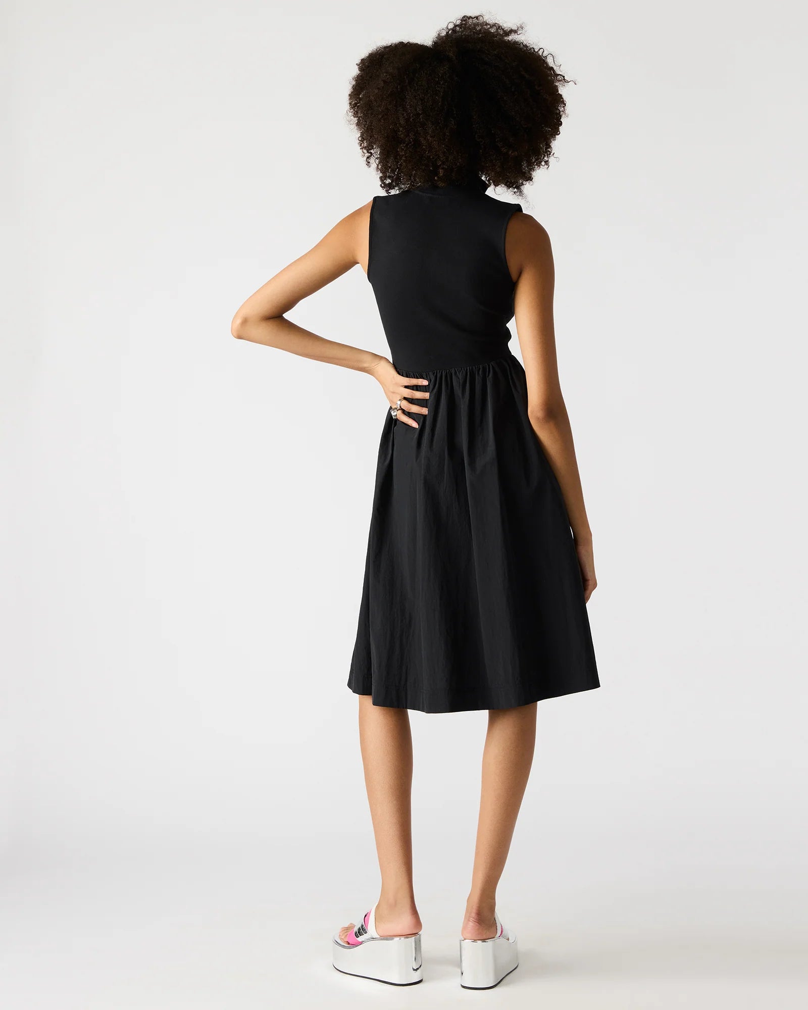 BERLIN Mock Neck Midi Dress Black