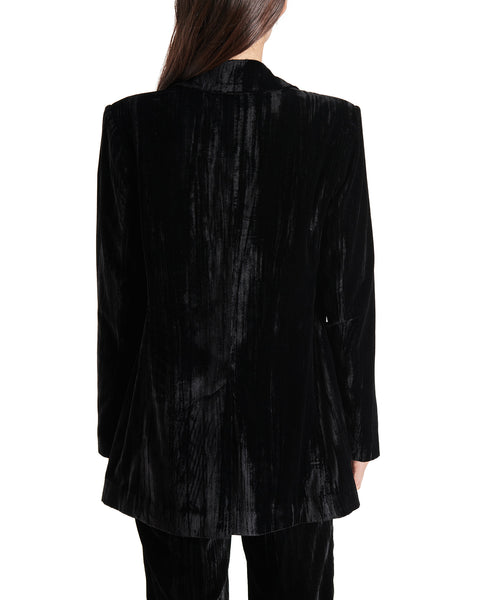 IMANN Black Crinkled Velvet Blazer | Women's Designer Blazers – Steve ...