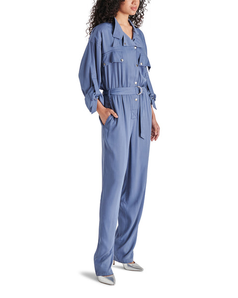 AUDRIE JUMPSUIT BLUE - Clothing - Steve Madden Canada