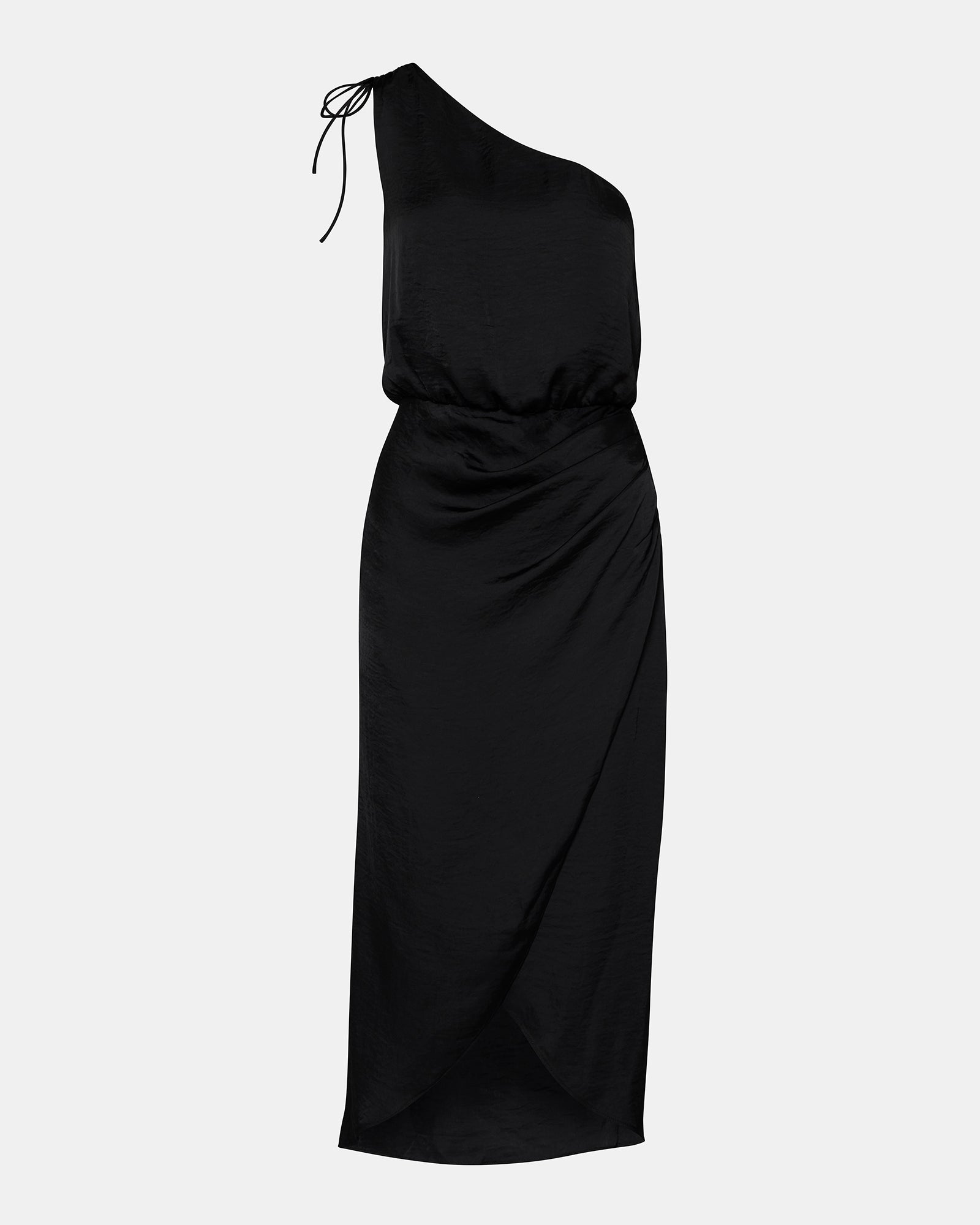 ADELE Black One Shoulder Midi Dress | Women's Designer Clothing Steve Madden Canada ADELE Black One Shoulder Midi Dress | Women's Designer Clothing Steve Madden Canada