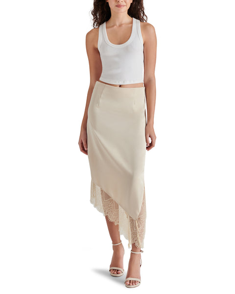 CARRIE-ANNE Oatmeal Flowy Midi Skirt | Women's Designer Skirts – Steve ...