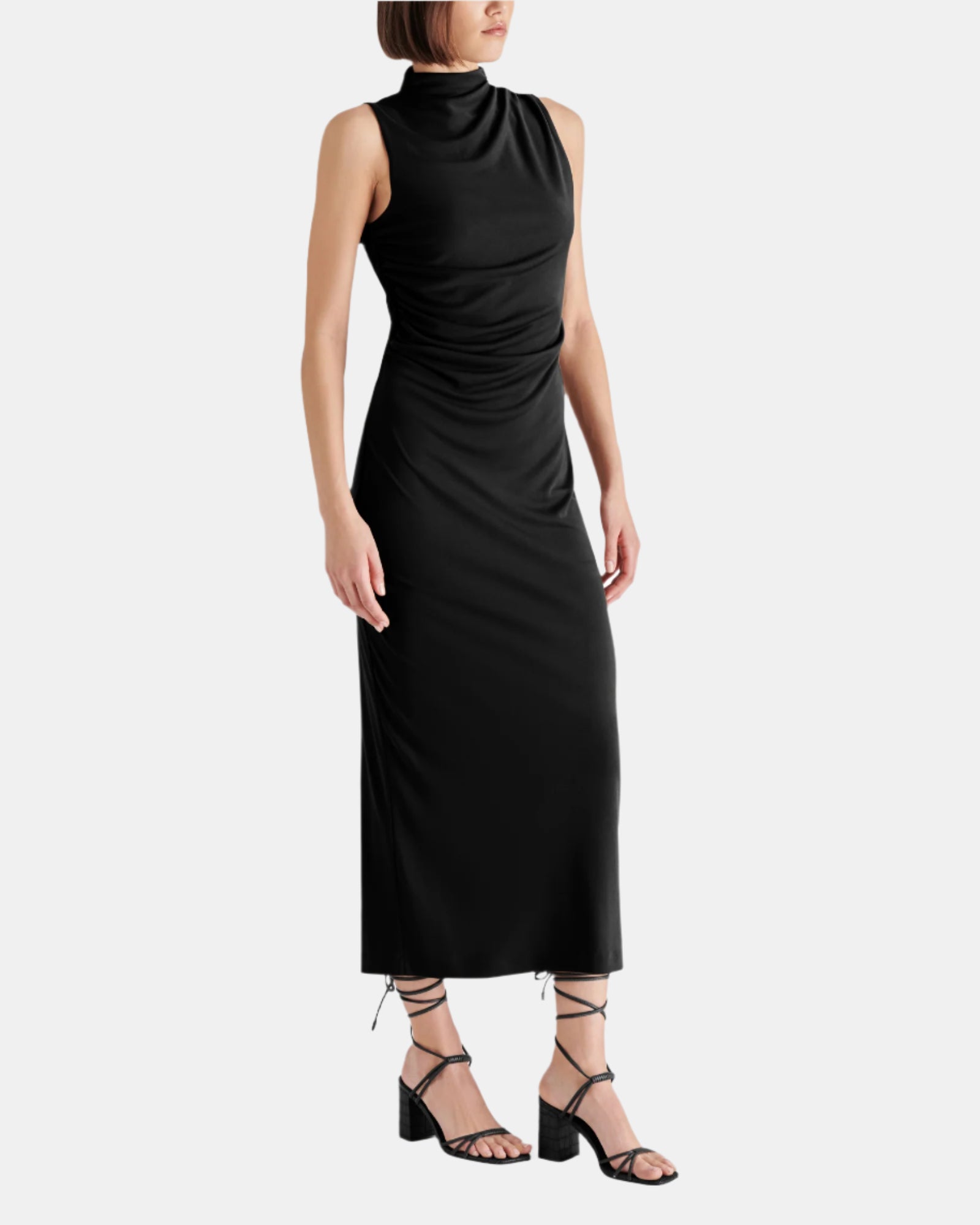 Robe mi-longue noire MO Vêtements de créateurs pour femmes